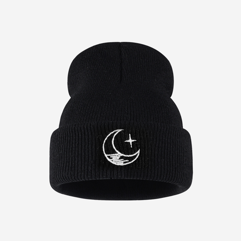 Knit Beanie Hat Warm - หมวกถักสำหรับเด็กอายุ 1-3 ปี: หมวกบีนนี่ปักลายดาวและพระจันทร์น่ารัก เหมาะสำหรับการเดินเล่นกลางแจ้งและการสวมใส่ในชีวิตประจำวันในฤดูใบไม้ร่วงและฤดูหนาว