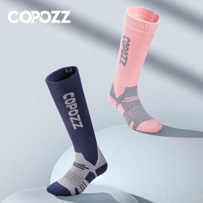Thermal Sock Wool - COPOZZ ฤดูหนาวผู้ชายผู้หญิงความร้อนสกีถุงเท้าขนสัตว์อบอุ่นขี่จักรยานฟุตบอลสโนว์บอร์ดถุงเท้าหนาสูงหลอดถุงเท้าดูดซับความชื้น