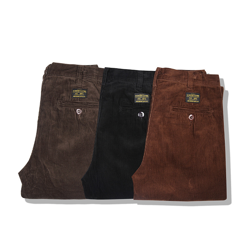 Corduroy Pant Warm - Ok1912ฤดูใบไม้ร่วงฤดูหนาว Warm Corduroy กางเกงสำหรับชาย Retro ตรงเครื่องมือ