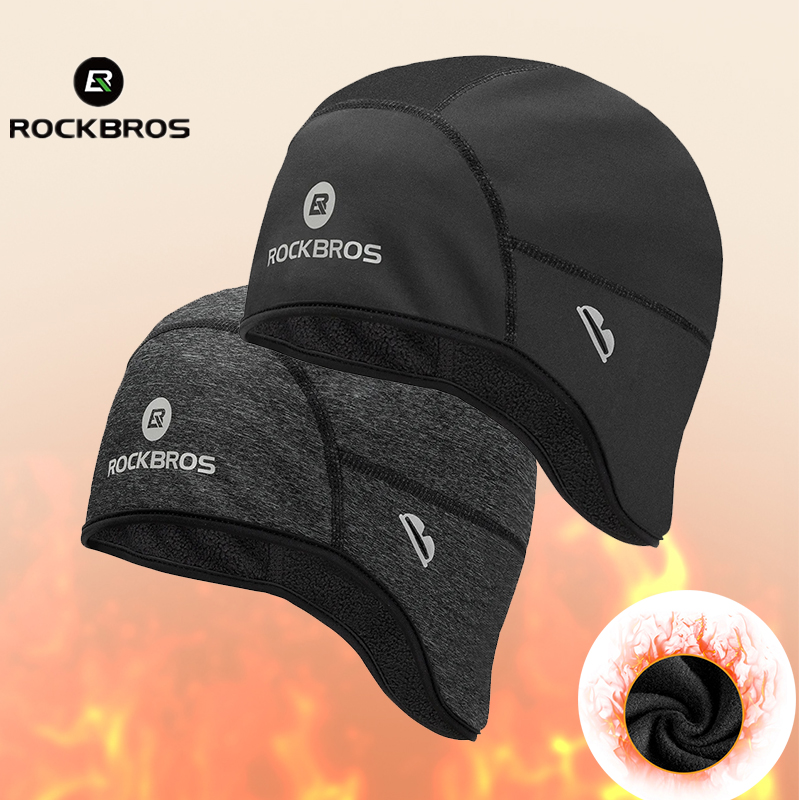 Winter Headband Fleece - ROCKBROS หมวกฤดูหนาว Windproof ความร้อนขนแกะหมวกจักรยานหมวกสกีขี่รถจักรยานยนต์ขี่จักรยานหมวกผ้าพันคอ Ciclismo แถบคาดศีรษะ