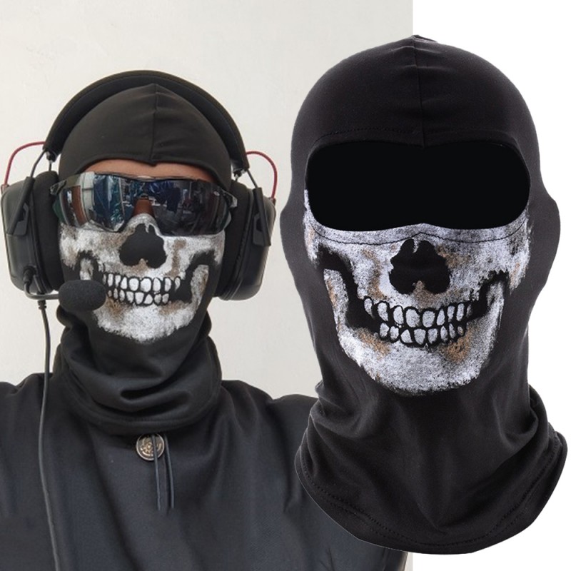 Balaclava Ski Mask - คอสเพลย์เกมคอดหัวกะโหลกผีหมวกสำหรับขี่มอเตอร์ไซค์หมวกกันน็อคแนวสงครามใบหน้าน่ากลัวหมวกกันลมใส่กลางแจ้งขี่มอเตอร์ไซค์จักรยานสกีกะโหลกศีรษะ