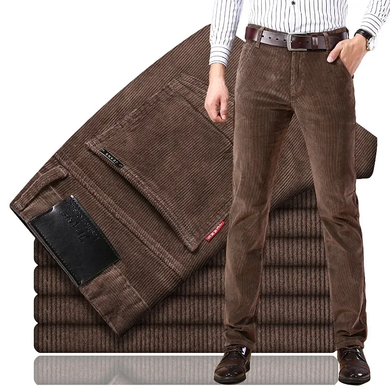 Corduroy Pant Warm - กางเกงขายาวผ้าลูกฟูกทรงตรงหลวมสไตล์ลำลองสำหรับผู้ชาย ฤดูใบไม้ผลิ ฤดูใบไม้ร่วง 2025 กางเกงขายาวกำมะหยี่หนานุ่ม อุ่นสบายสำหรับฤดูหนาว