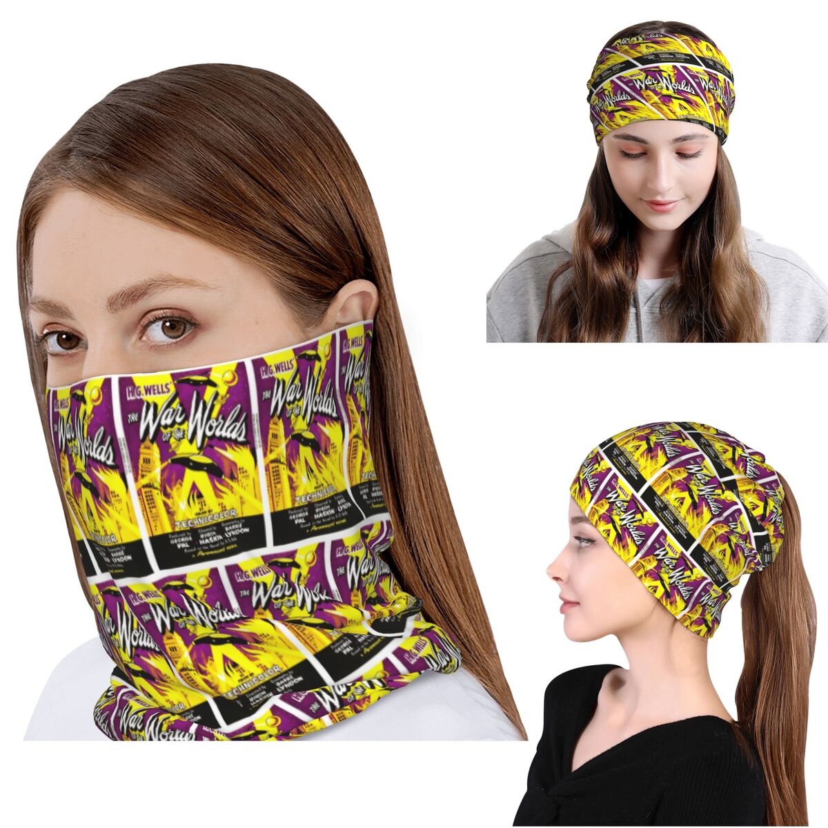Knit Beanie Hat Warm - วอร์ ออฟ เดอะ เวิลด์ส แบนดาน่าผ้าคลุมคอ หน้ากาก